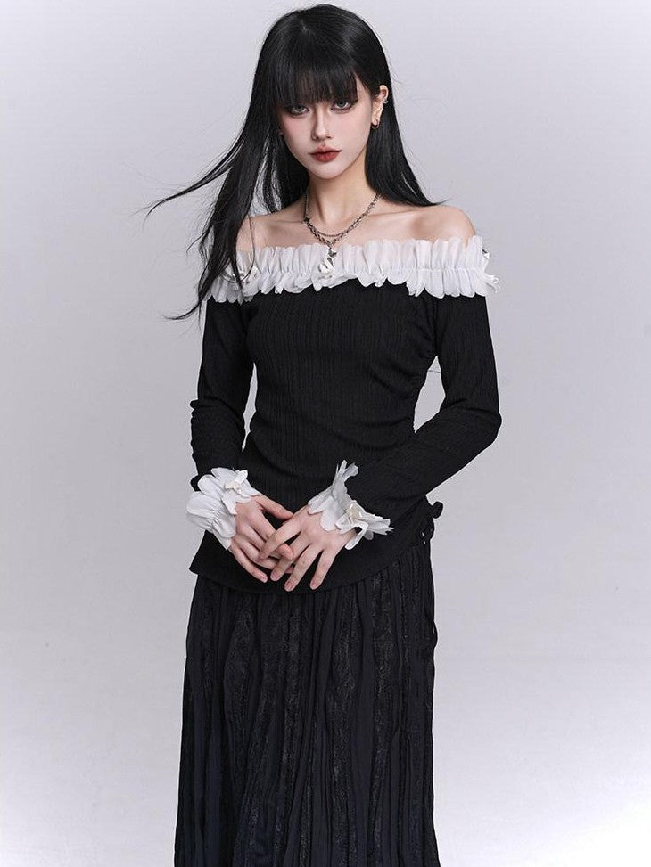 LADYGHOST Ethereal Exposed One Shoulder Korean Women&