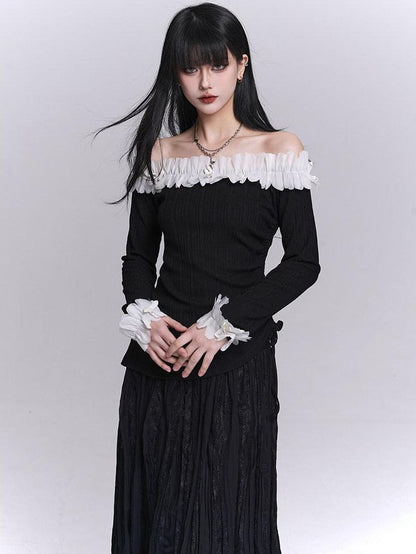 LADYGHOST Ethereal Exposed One Shoulder Korean Women&