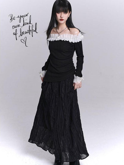 LADYGHOST Ethereal Exposed One Shoulder Korean Women&