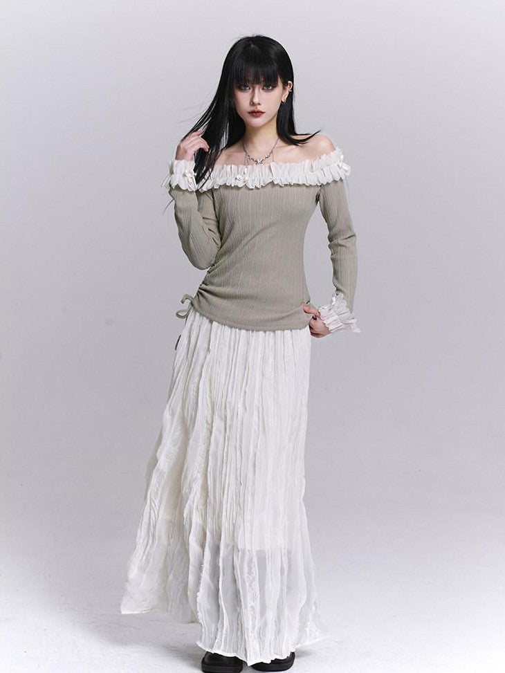 LADYGHOST Ethereal Exposed One Shoulder Korean Women&