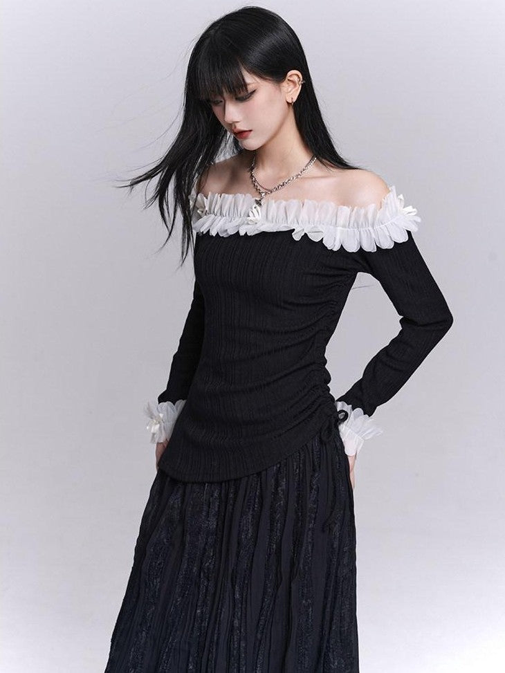 LADYGHOST Ethereal Exposed One Shoulder Korean Women&