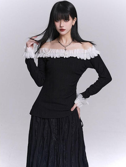 LADYGHOST Ethereal Exposed One Shoulder Korean Women&