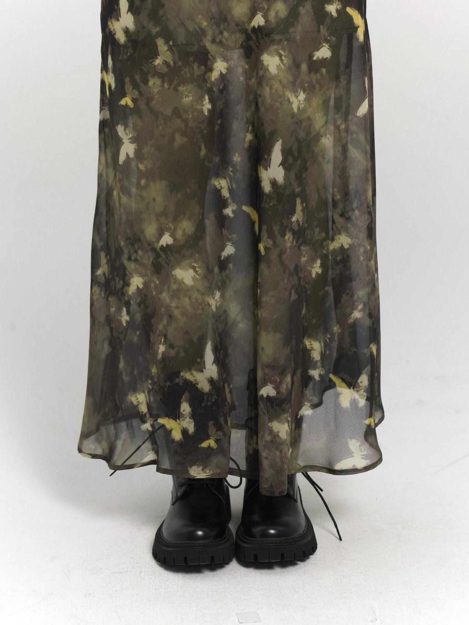 LADYGHOST Ethereal Forest Green Butterfly Spaghetti Strap Women&