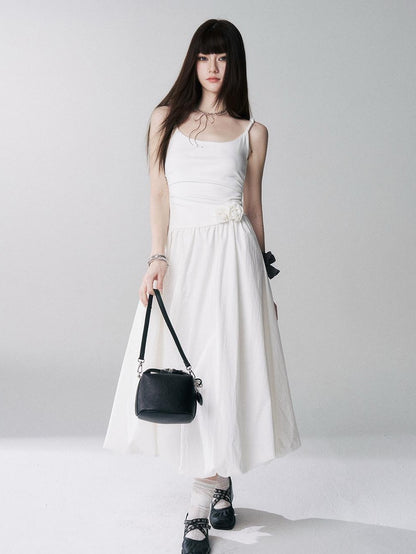 LADYGHOST Ethereal French Cami Strap Cinched Waist Puff White Women&