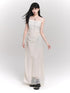 LADYGHOST Ethereal French White Spaghetti Strap Designer Women&