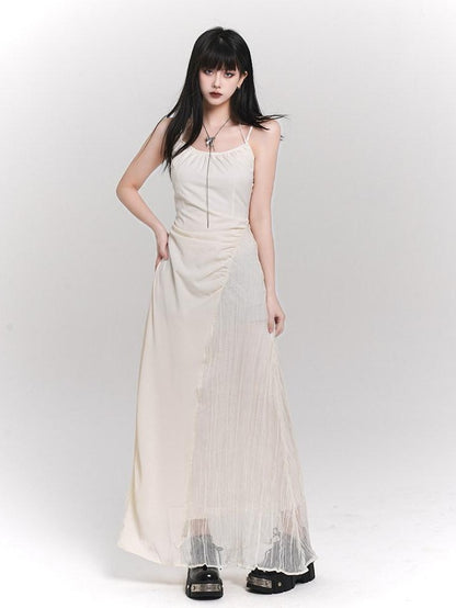 LADYGHOST Ethereal French White Spaghetti Strap Designer Women&