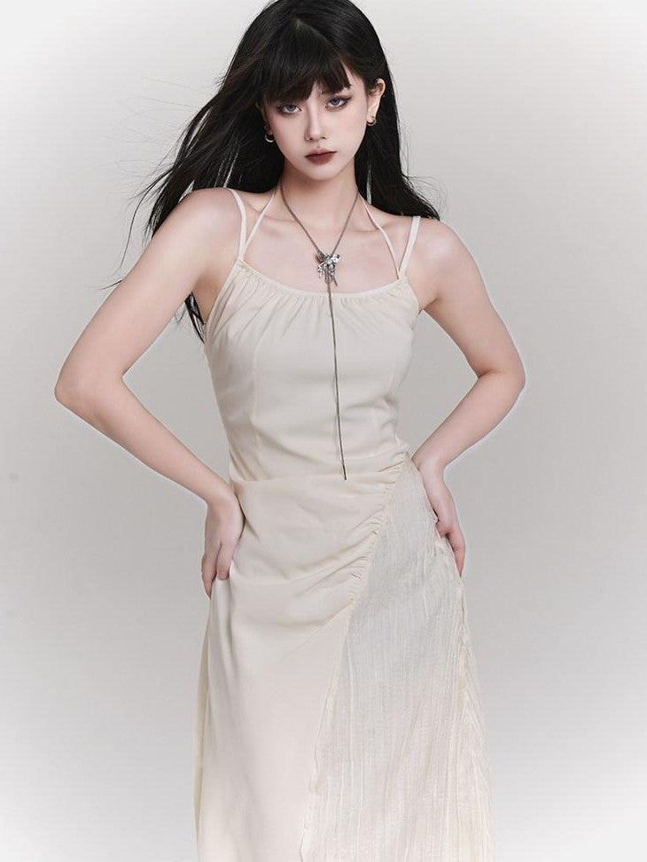 LADYGHOST Ethereal French White Spaghetti Strap Designer Women&