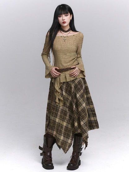 LADYGHOST Ethereal Ghost Girl Blue Plaid Checkered Women&
