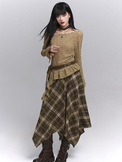 LADYGHOST Ethereal Ghost Girl Blue Plaid Checkered Women&