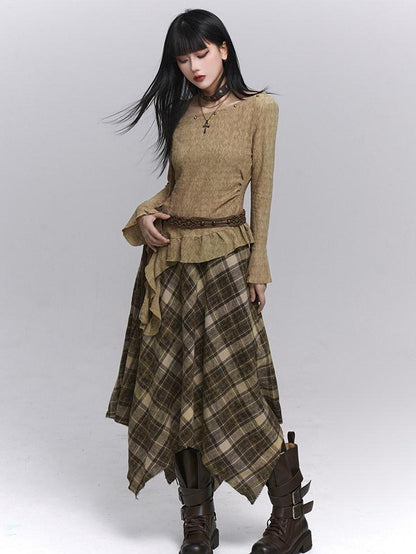LADYGHOST Ethereal Ghost Girl Blue Plaid Checkered Women&