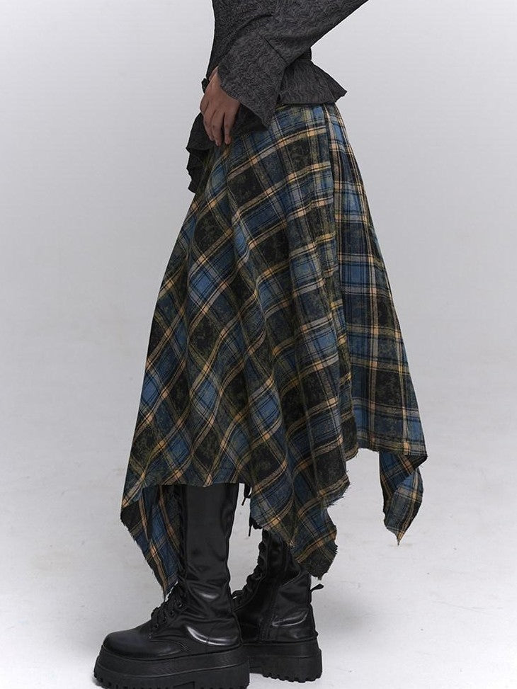 LADYGHOST Ethereal Ghost Girl Blue Plaid Checkered Women&