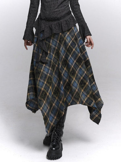 LADYGHOST Ethereal Ghost Girl Blue Plaid Checkered Women&