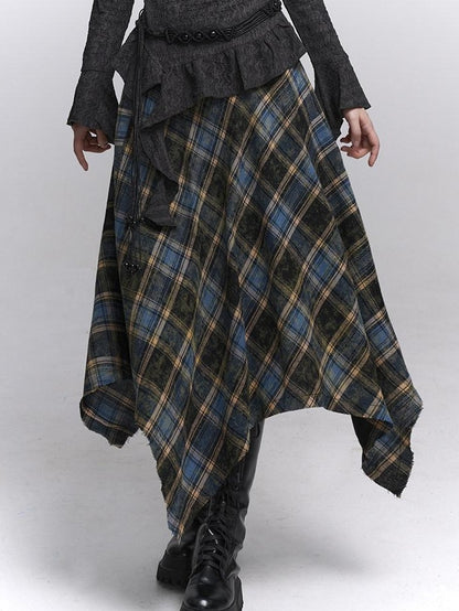 LADYGHOST Ethereal Ghost Girl Blue Plaid Checkered Women&