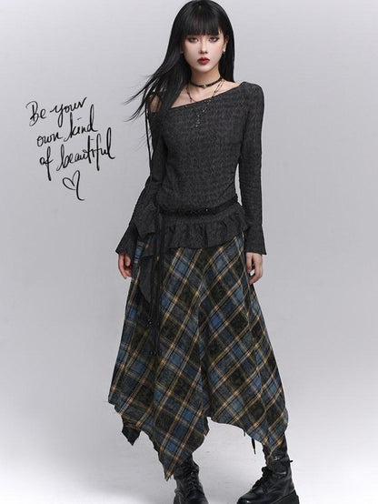 LADYGHOST Ethereal Ghost Girl Blue Plaid Checkered Women&
