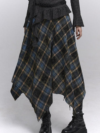 LADYGHOST Ethereal Ghost Girl Blue Plaid Checkered Women&