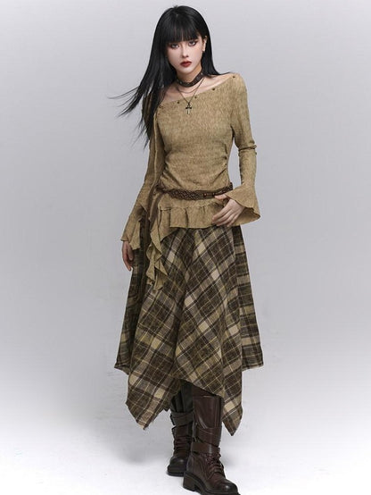 LADYGHOST Ethereal Ghost Girl Blue Plaid Checkered Women&