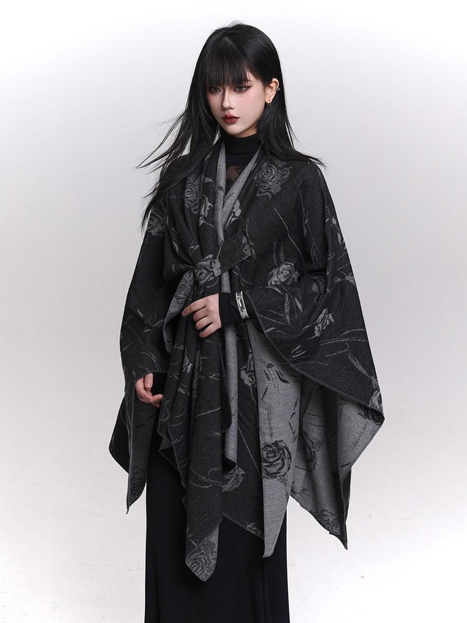 LADYGHOST Ethereal Ghost Girl Cape Style Draped Shoulder Wrap Women&