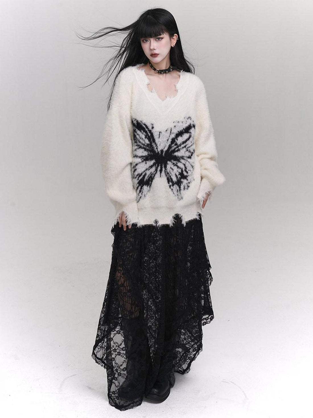 LADYGHOST Ethereal Ghost Girl Milky Slouchy Women&