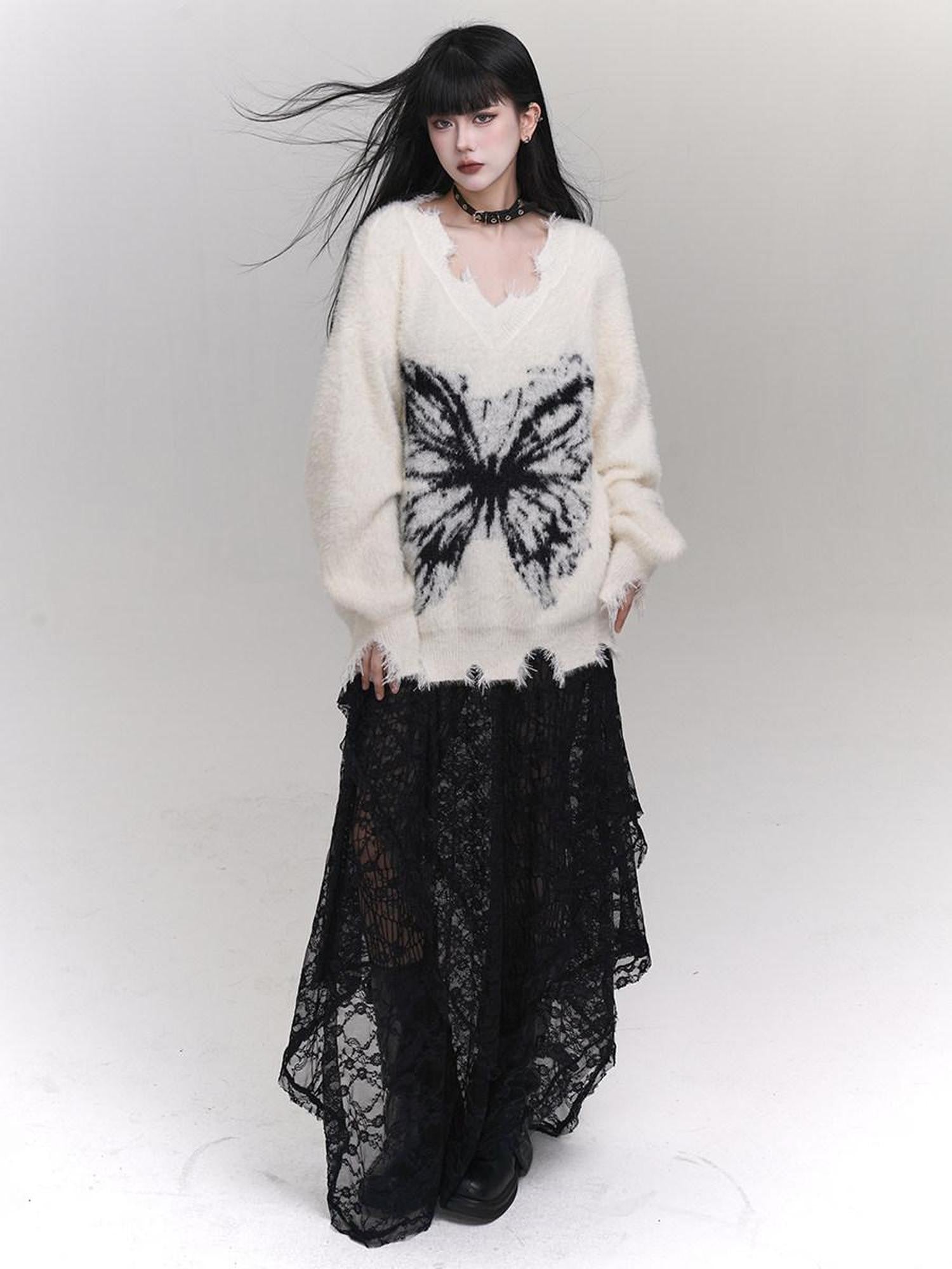 LADYGHOST Ethereal Ghost Girl Milky Slouchy Women&