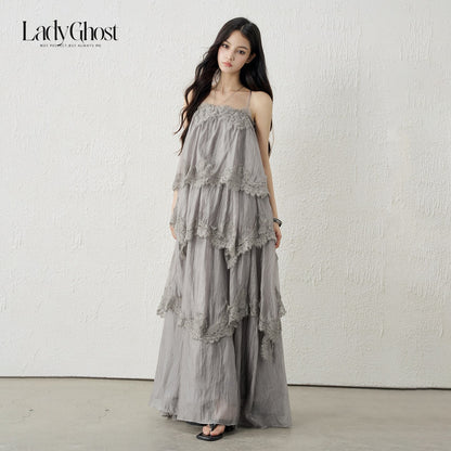 LADYGHOST_Ethereal_Gray_Backless_Spaghetti_Strap_Tiered_Ruffle_Women&