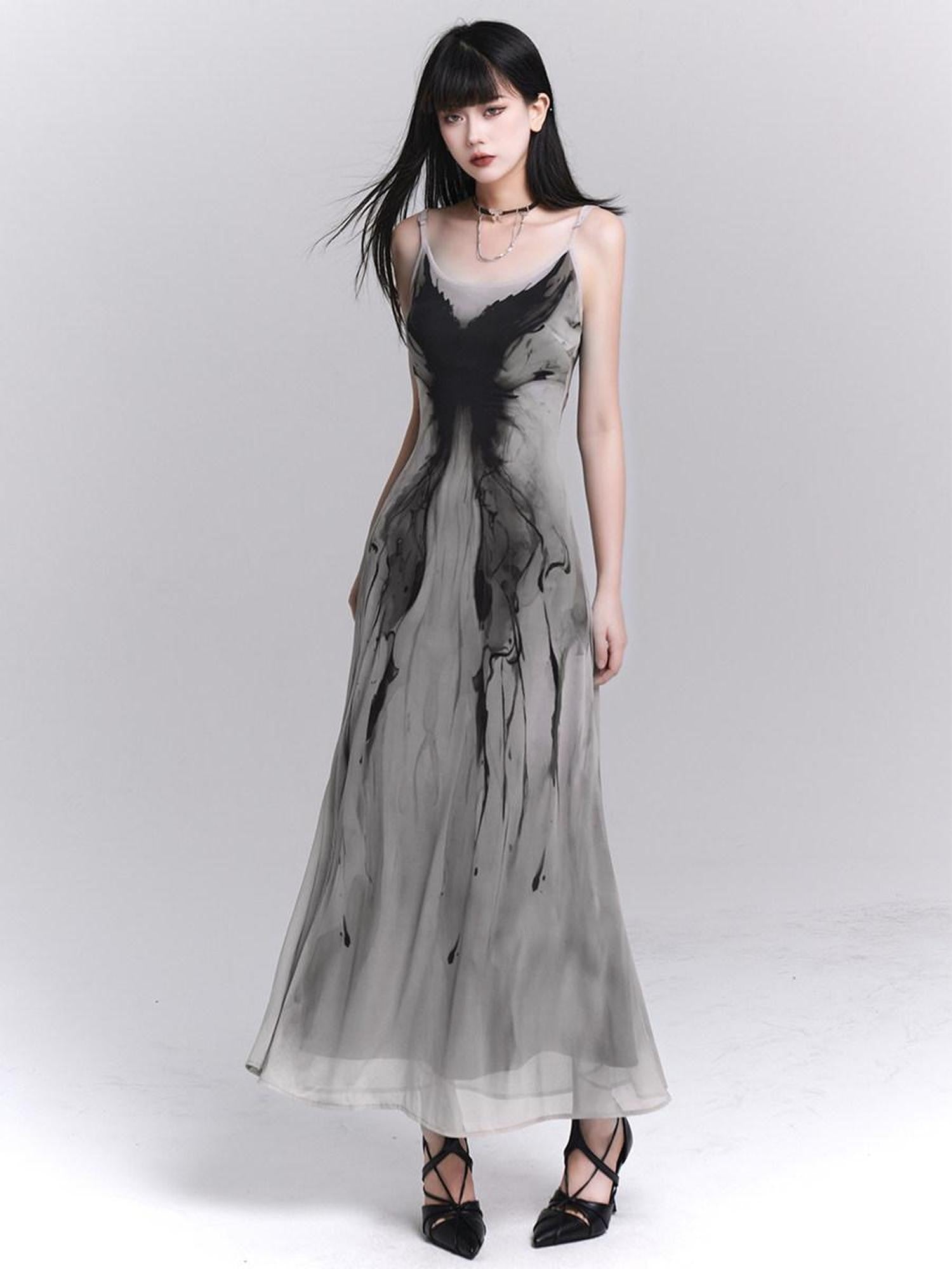 LADYGHOST Ethereal Gray Waist Cinched Bodycon Women&
