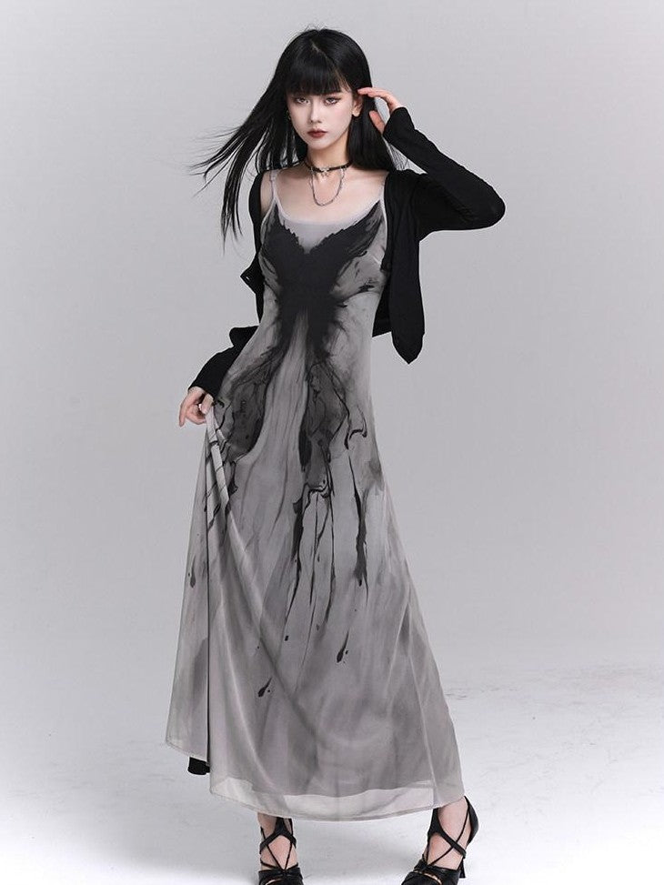 LADYGHOST Ethereal Gray Waist Cinched Bodycon Women&
