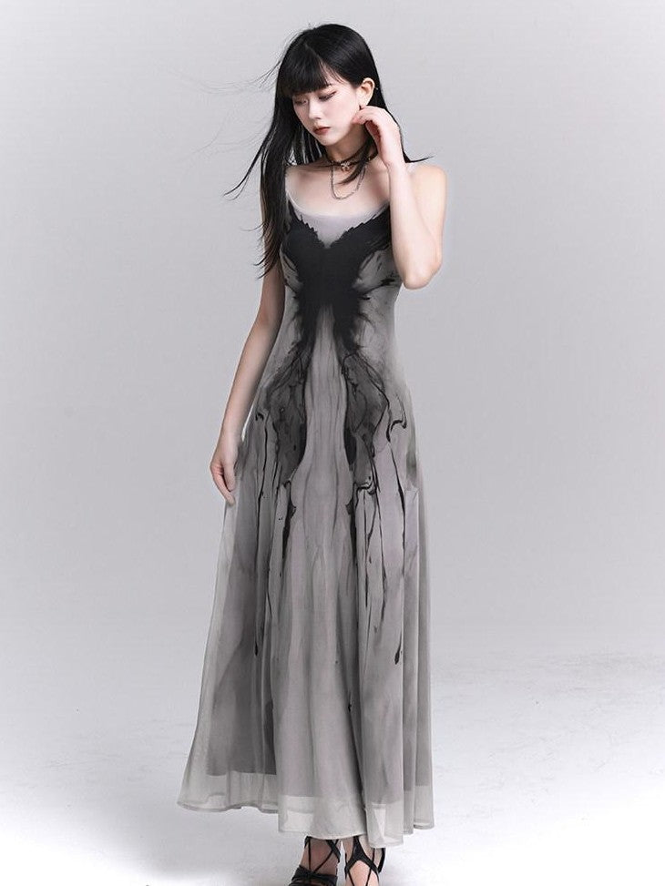 LADYGHOST Ethereal Gray Waist Cinched Bodycon Women&