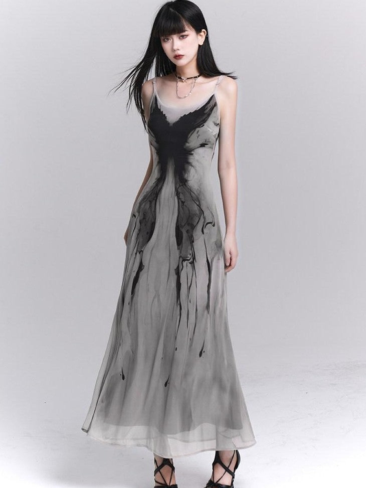 LADYGHOST Ethereal Gray Waist Cinched Bodycon Women&