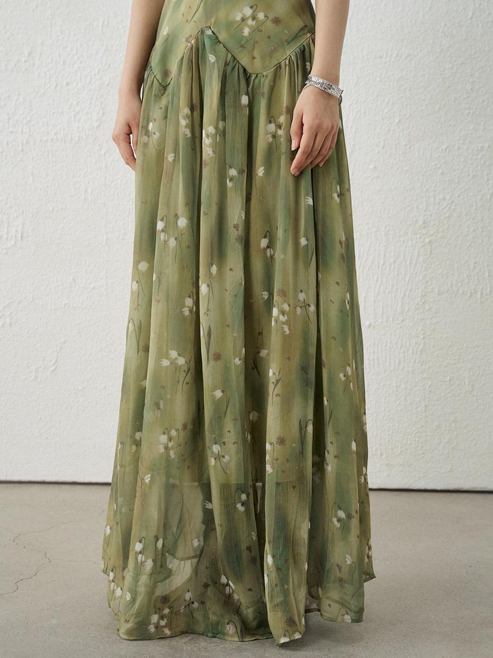 LADYGHOST Ethereal Green Floral French Style Women&