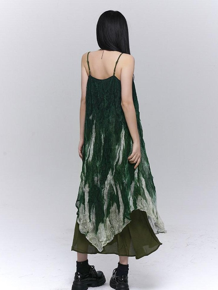 LADYGHOST Ethereal Green Ombre Spaghetti Strap Women&