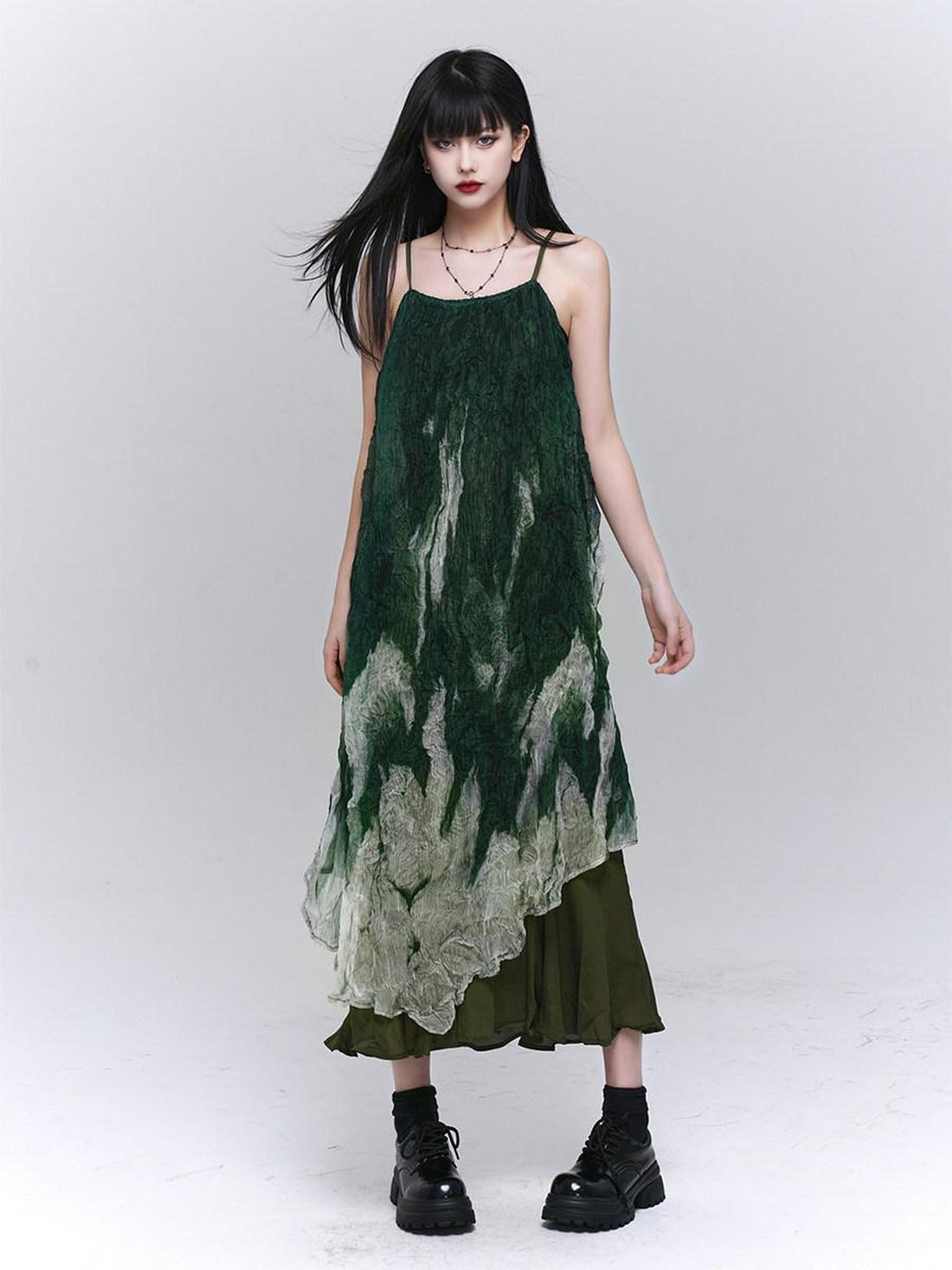 LADYGHOST Ethereal Green Ombre Spaghetti Strap Women&