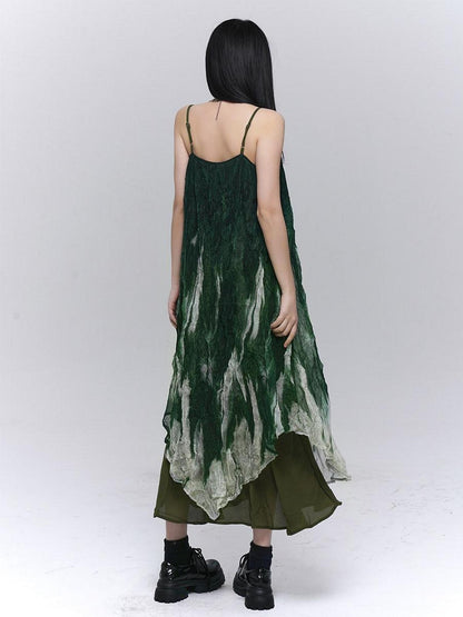 LADYGHOST Ethereal Green Ombre Spaghetti Strap Women&