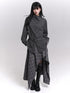 LADYGHOST Ethereal High Neck Long Sleeve Gray Striped Mid Length Women&