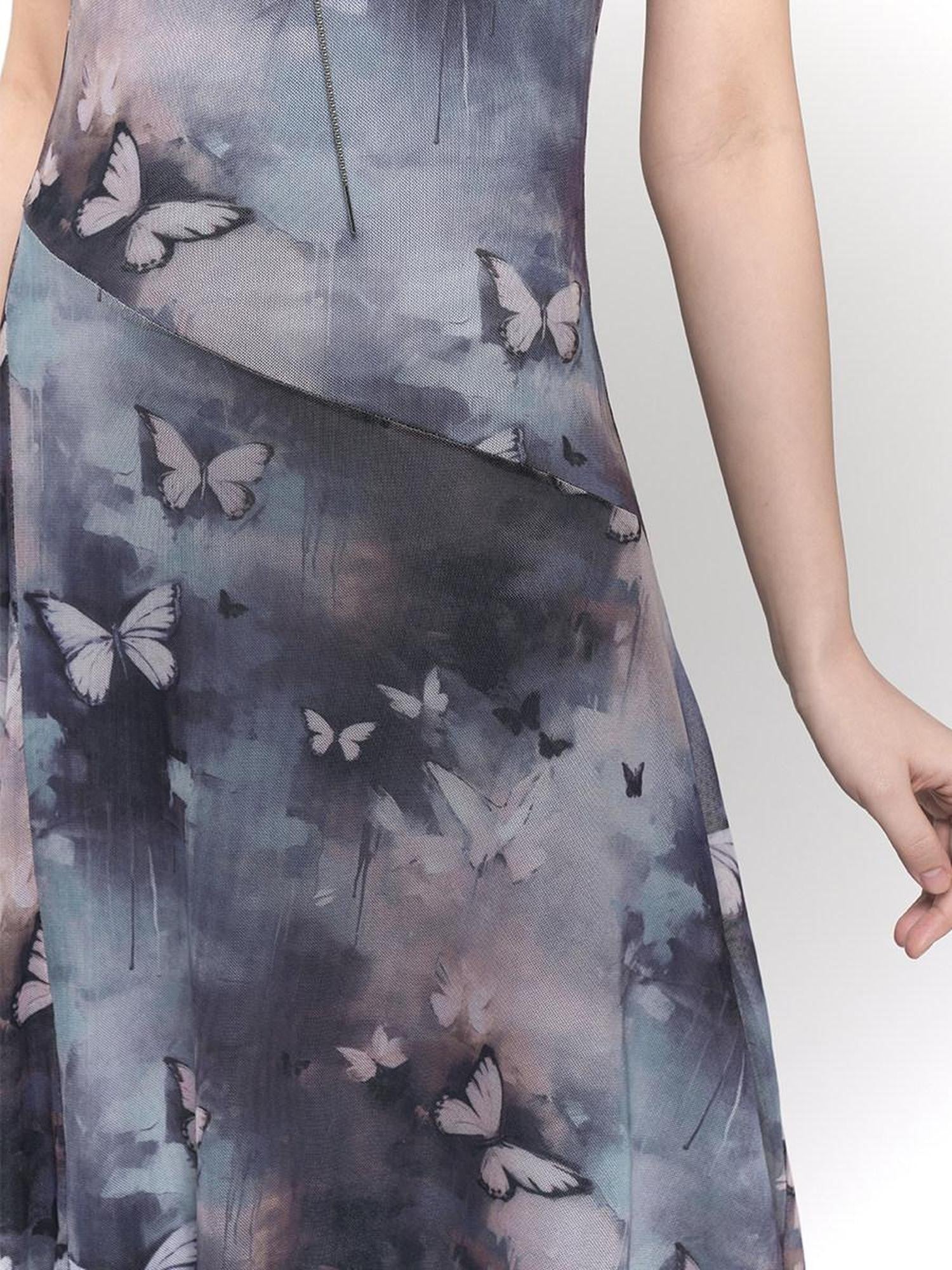 LADYGHOST Ethereal Ink Wash Butterfly Spaghetti Strap Women&