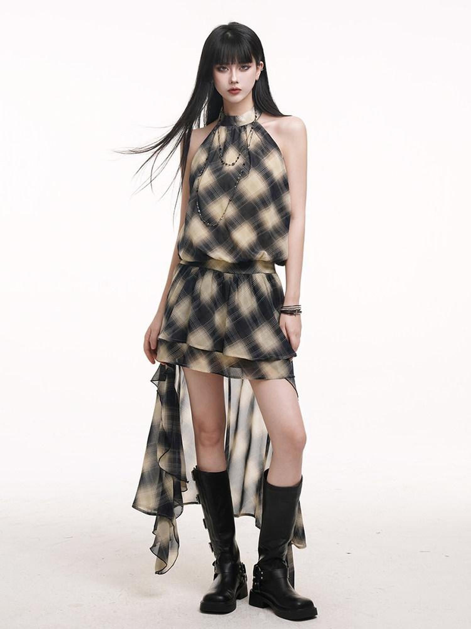 LADYGHOST Ethereal Leopard Print Asymmetric Women&