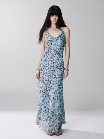 LADYGHOST Ethereal Leopard Print Backless Ruffle Women&