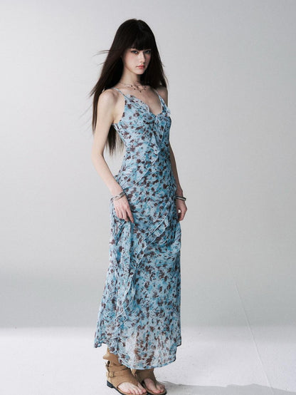LADYGHOST Ethereal Leopard Print Backless Ruffle Women&