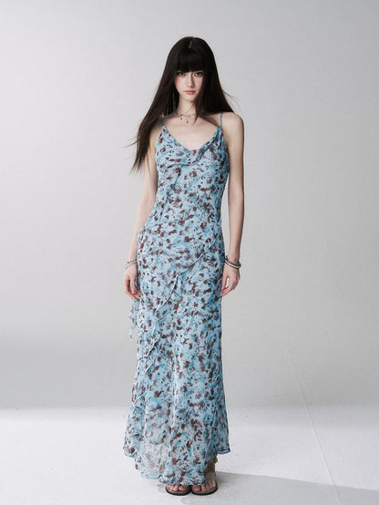 LADYGHOST Ethereal Leopard Print Backless Ruffle Women&