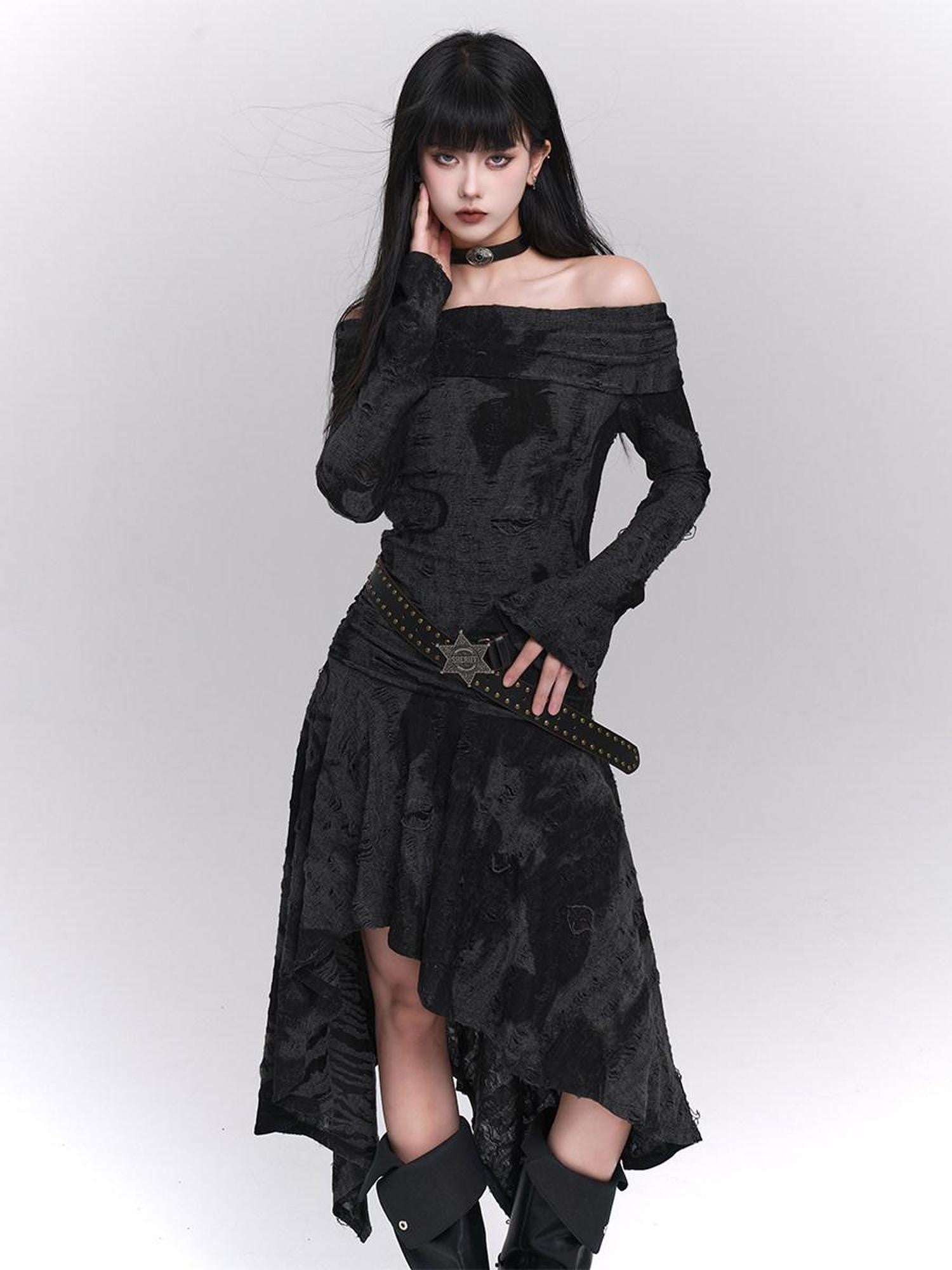 LADYGHOST Ethereal Minimalist Niche Unique Off Shoulder Women&
