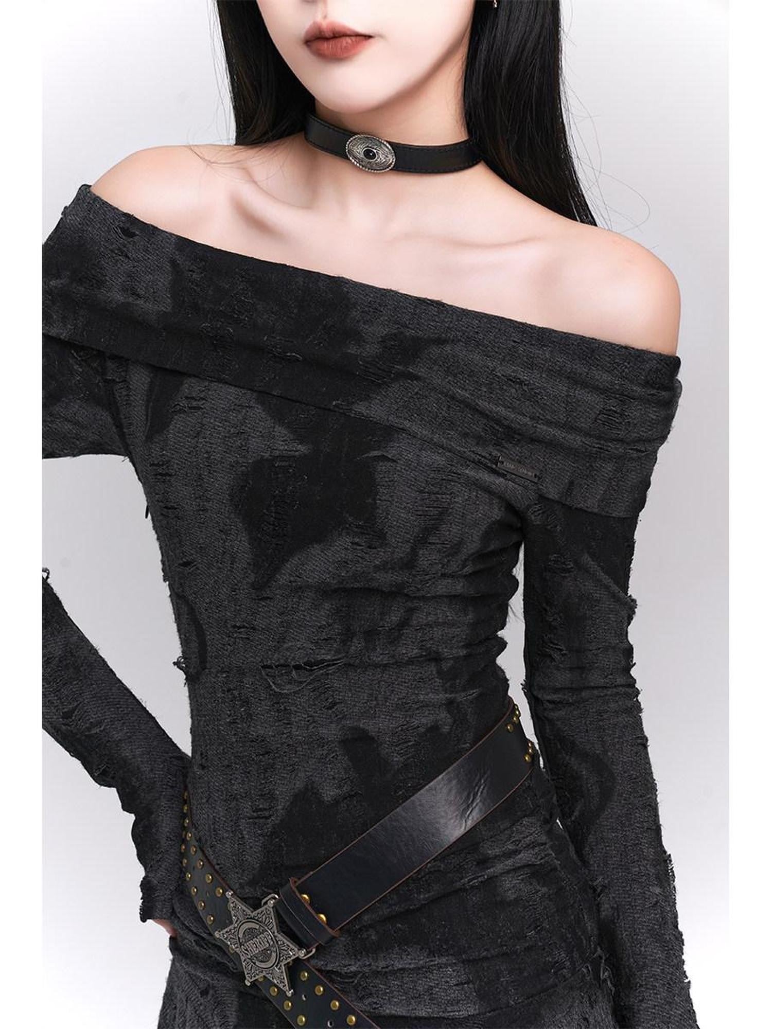 LADYGHOST Ethereal Minimalist Niche Unique Off Shoulder Women&