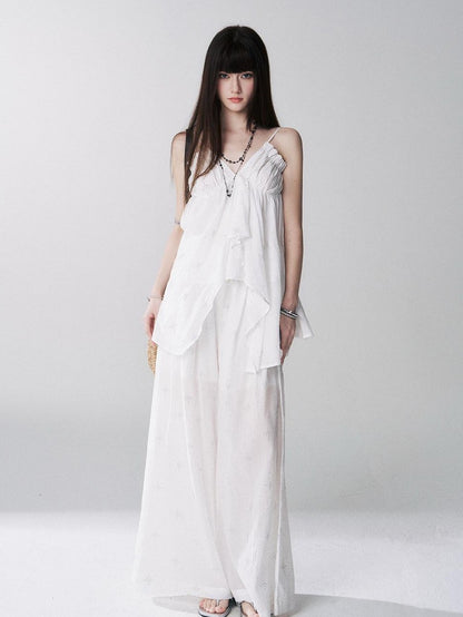 LADYGHOST Ethereal Navy Rhinestone Wide Leg Women&