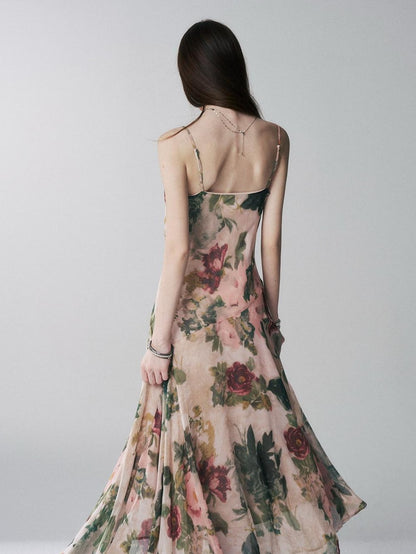 LADYGHOST Ethereal Oil Painting Floral Cowl Neck Women&