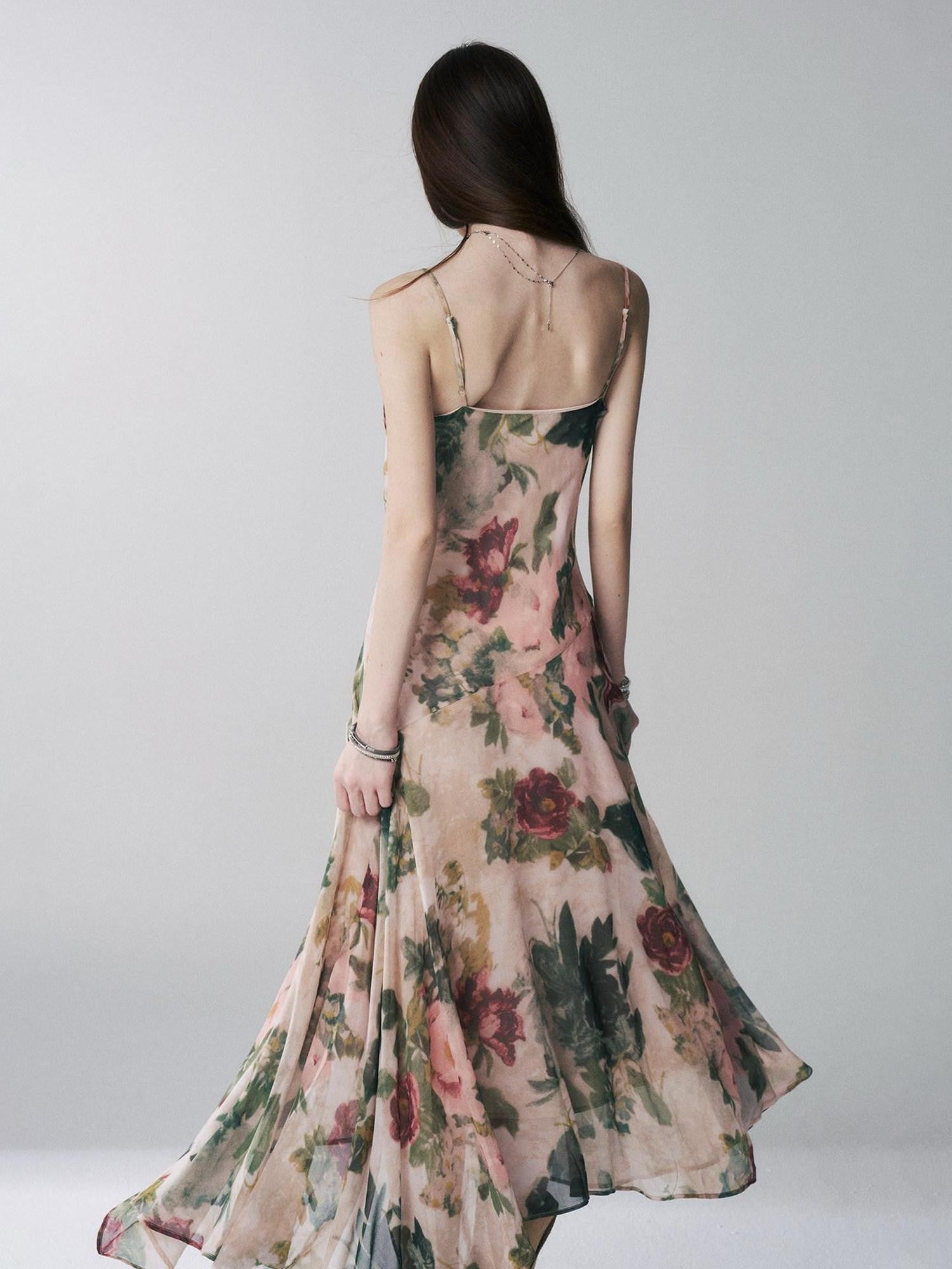 LADYGHOST Ethereal Oil Painting Floral Cowl Neck Women&