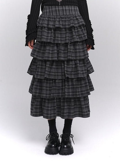 LADYGHOST Ethereal Plaid Ruffled Artistic Unique Women&
