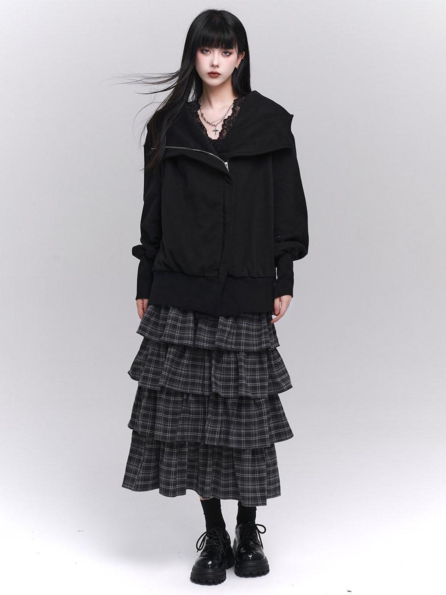 LADYGHOST Ethereal Plaid Ruffled Artistic Unique Women&