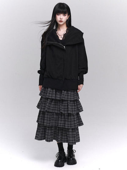 LADYGHOST Ethereal Plaid Ruffled Artistic Unique Women&
