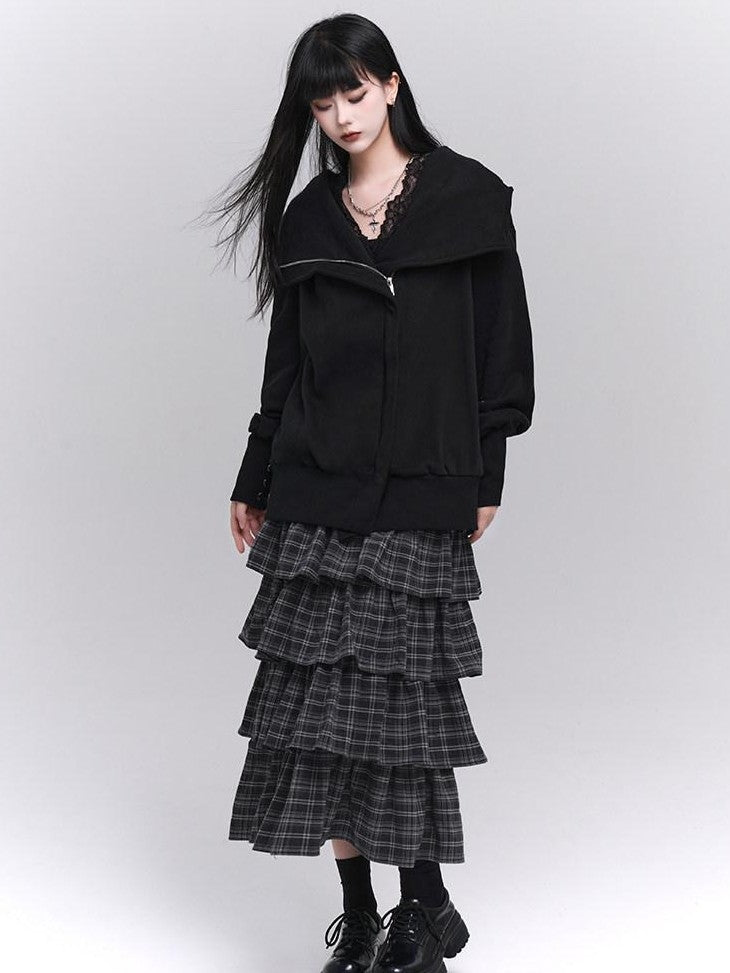 LADYGHOST Ethereal Plaid Ruffled Artistic Unique Women&