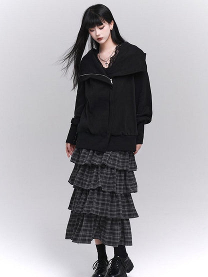LADYGHOST Ethereal Plaid Ruffled Artistic Unique Women&