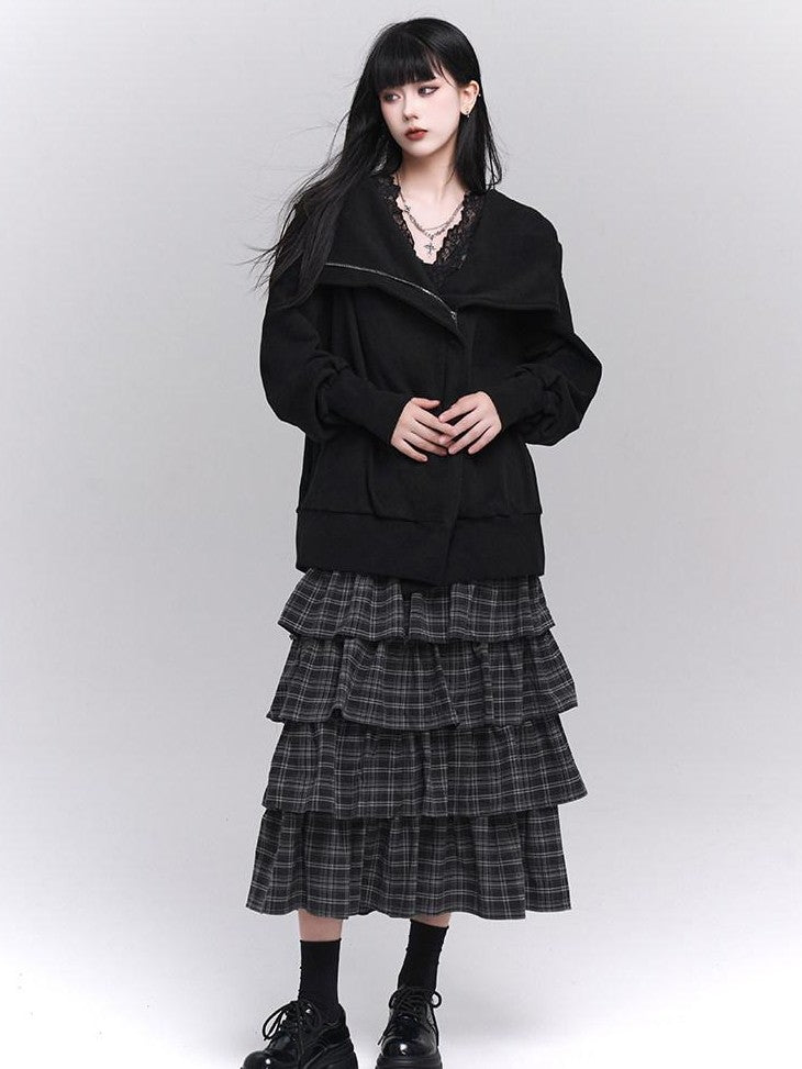 LADYGHOST Ethereal Plaid Ruffled Artistic Unique Women&
