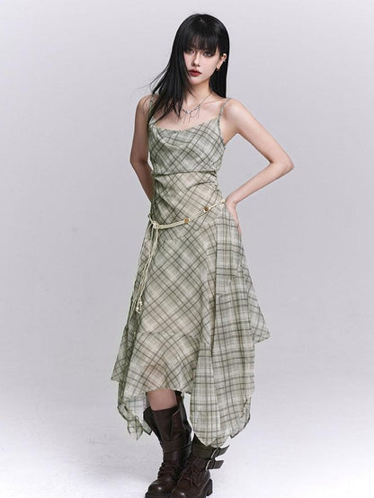 LADYGHOST Ethereal Purple Strappy Asymmetrical Hem Cinched Waist Women&